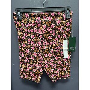 NWT Ladies Wild Fable Dark Pink Floral High Rise Biker Shorts - Medium